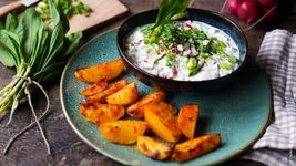 Wedges mit Quark angerichtet 