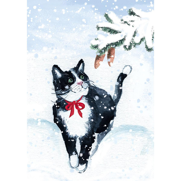 Produktfoto zu Postkarte Katze im Schnee