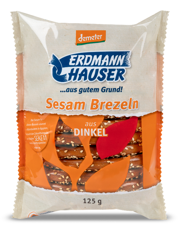 Produktfoto zu Dinkel Knusperbrezel mit Sesam große Brezeln 125g