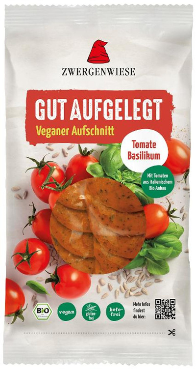 Produktfoto zu Gut Aufgelegt Veganer Aufschnitt, Tomate Basilikum