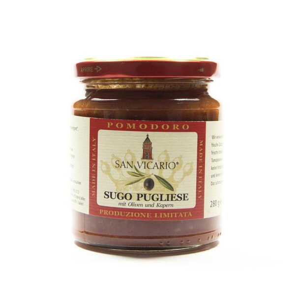 Produktfoto zu Tomatensugo Pugliese mit Kapern und schwarzen Oliven 280g