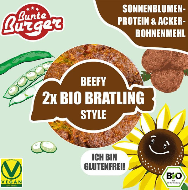 Produktfoto zu Vegane Beefy Bratlinge, mit  Sonnenblumen- (2 Stück)