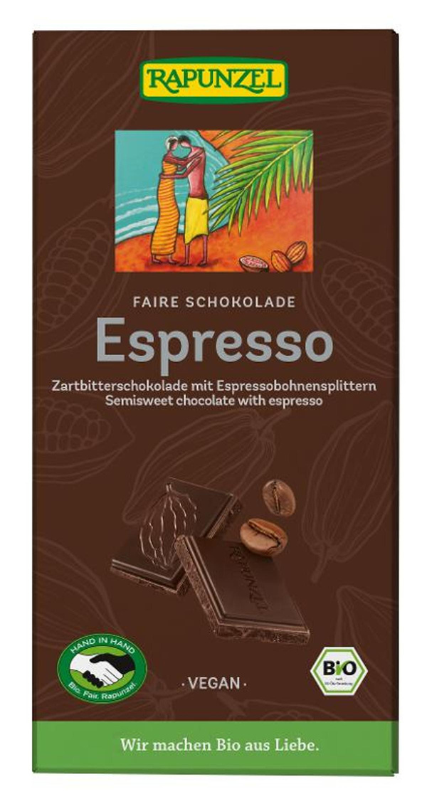 Produktfoto zu Zartbitter Schokolade mit Espresso-Splittern 51% 100g
