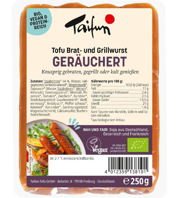 Produktfoto zu Tofu Brat- und Grillwurst - Geräuchert (4 Stück)