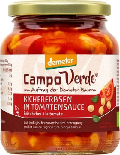 Produktfoto zu Kichererbsen in Tomatensauce, Demeter (Glas)
