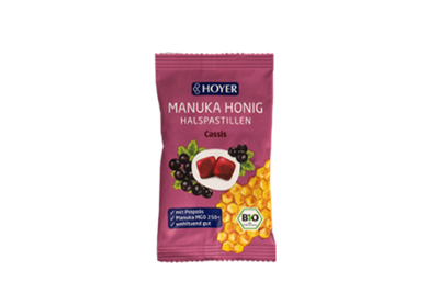 Produktfoto zu Manukahonig Halspastillen Cassis MGO 250+