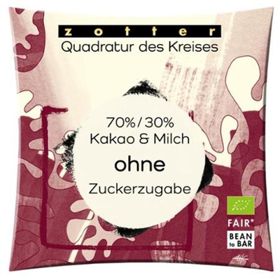 Produktfoto zu Quadratur des Kreises - 70%_30% Milchschoko ohne Zucker