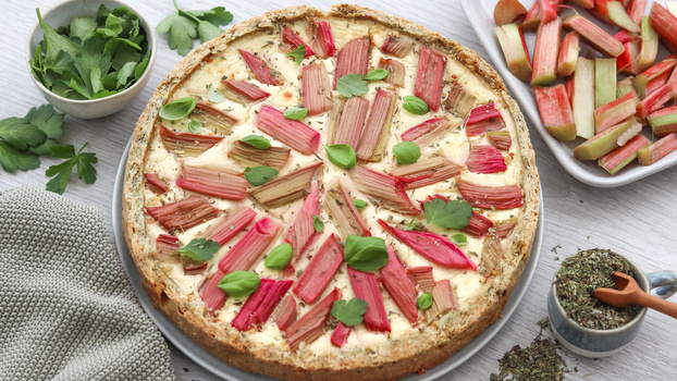 Rezeptbild für Herzhafter Rhabarber-Käsekuchen