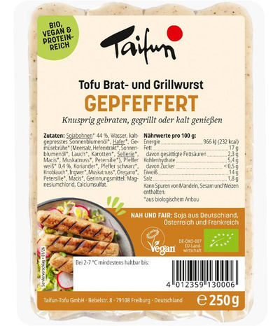 Produktfoto zu Tofu Brat- und Grillwurst - Gepfeffert (4 Stück)