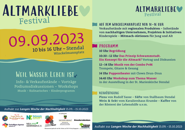 Flyer Altmarkliebefestival am 9.9.23 in Stendal