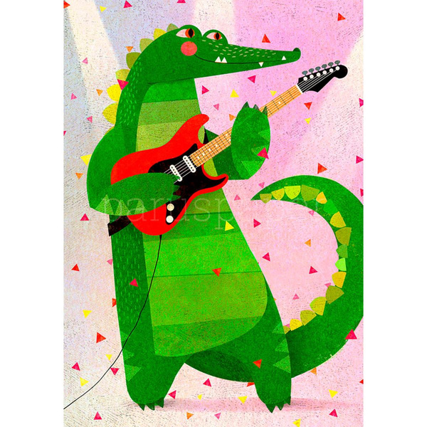 Produktfoto zu Postkarte Krokodil & E-Gitarre