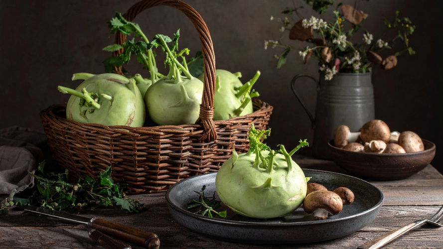 Rezeptbild für Kohlrabikörbchen mit Champignons