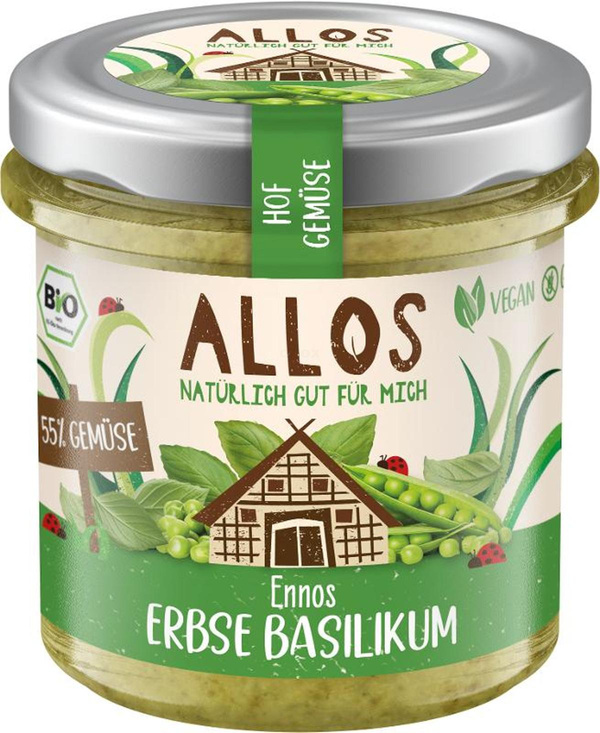 Produktfoto zu Hofgemüse Ennos Erbse Basilikum 135g