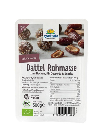 Produktfoto zu Dattel-Rohmasse (Dattelpaste) 100% Datteln 500g