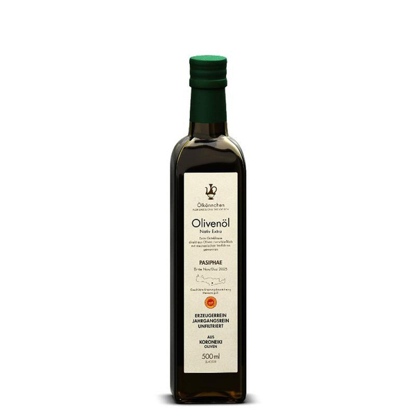 Produktfoto zu Ölkännchen Olivenöl Pasiphae Prásinos, gU Messara, Kreta 500ml