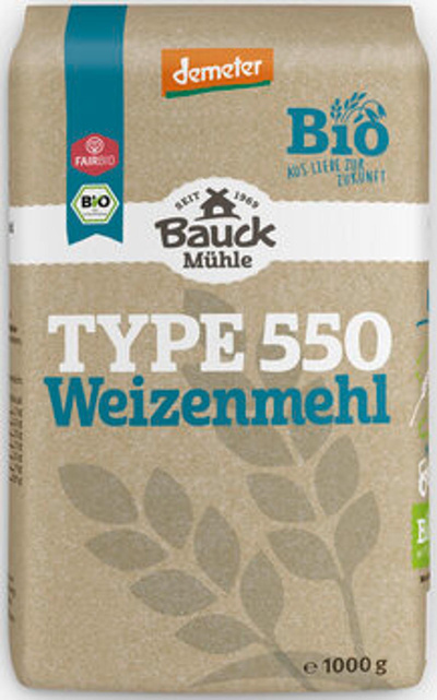 Produktfoto zu Weizenmehl Typ 550 (Bauck) 1000g