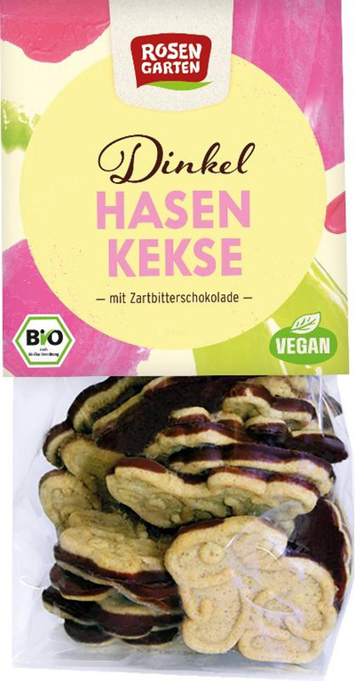 Produktfoto zu Dinkel-Hasen-Kekse Zartbitter-Schokolade 125g