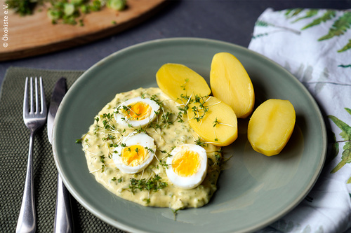 Ökokistenrezept Eier in Senfsahne