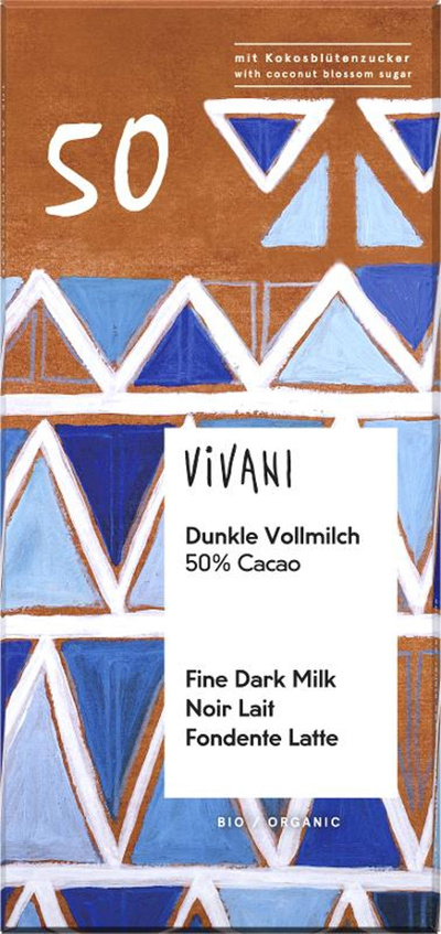 Produktfoto zu Dunkle Vollmilch 50% Cacao mit Kokosblütenzucker 80g