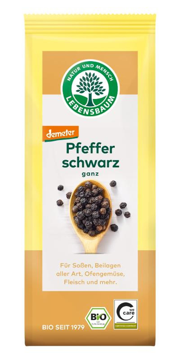 Produktfoto zu Pfeffer schwarz, ganz, Demeter 50g