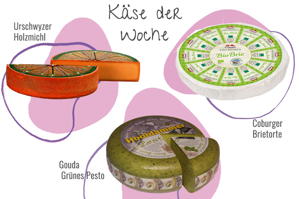 Drei Käsesorten aus der Abokiste in einem Bild
