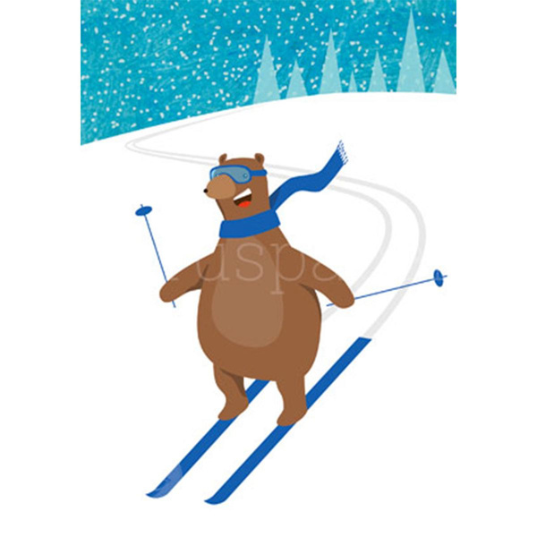 Produktfoto zu Postkarte Skifahren