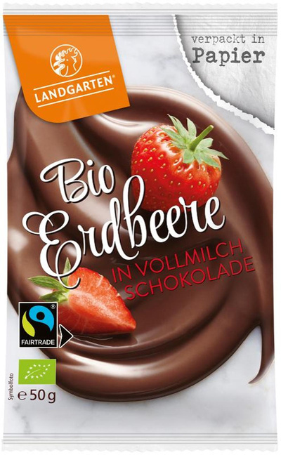Produktfoto zu Erdbeeren in Vollmilch-Schokolade 50g