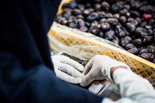 Narafood Datteln, beim Verpacken der Datteln über die Schulter geschaut
