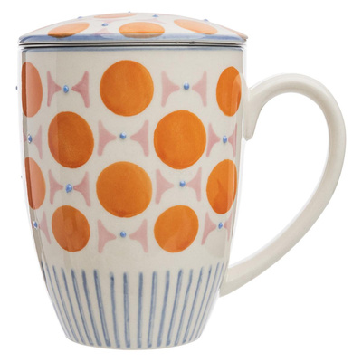 Produktfoto zu Tasse mit Teesieb Punkte orange