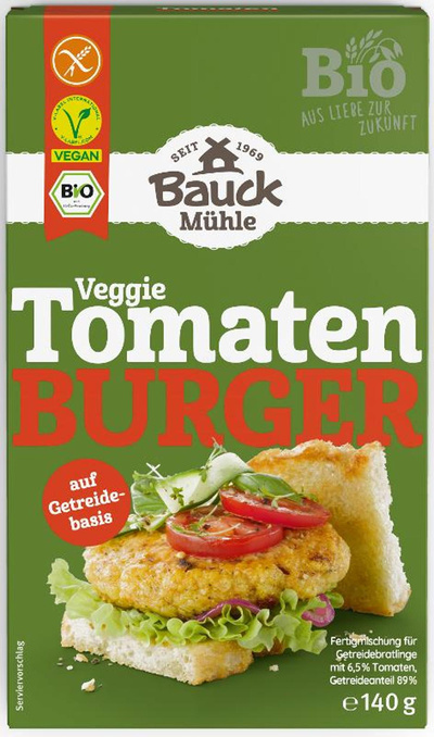 Produktfoto zu Tomaten Burger mit Basilikum vegan,glutenfrei 140g