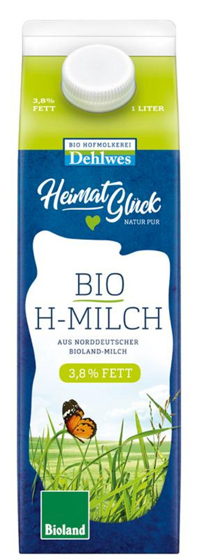 Produktfoto zu H-Vollmilch, 3,8%, Bioland Hofmolkerei Dehlwes