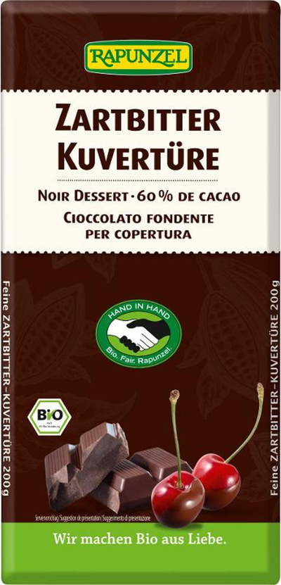 Produktfoto zu Zartbitter Kuvertüre 200g HIH