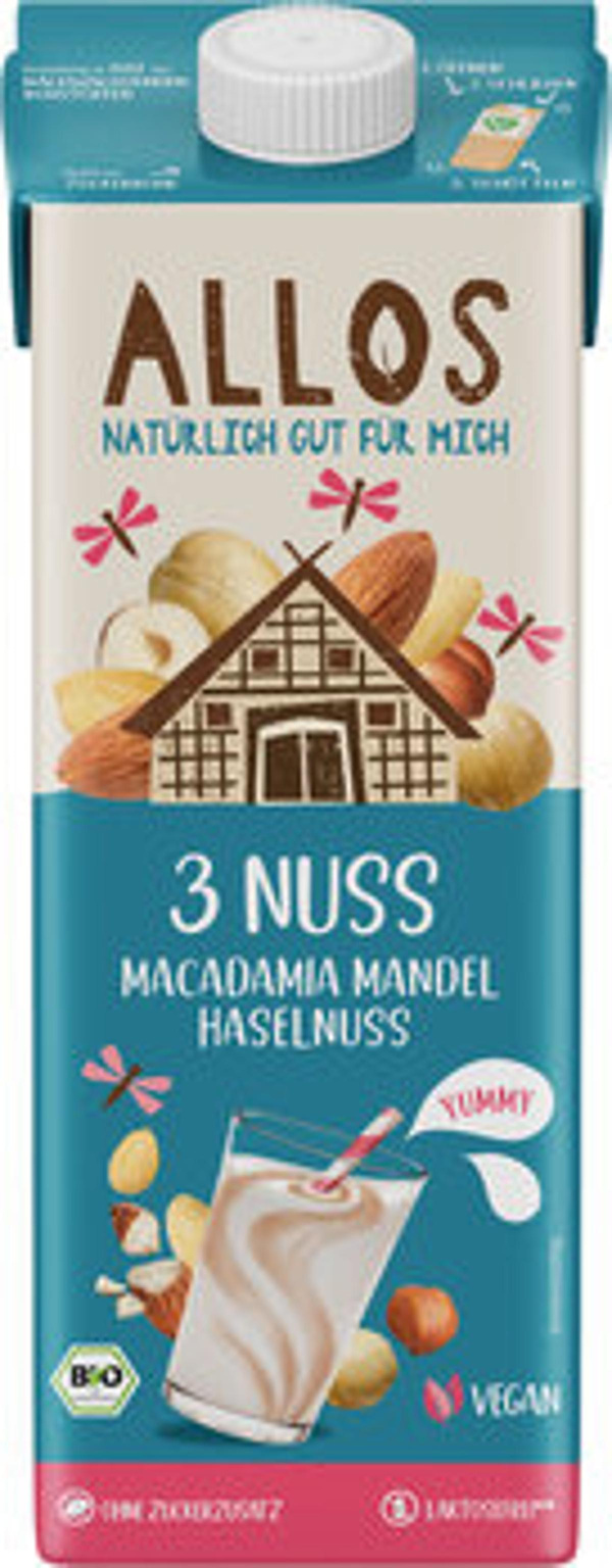 Produktfoto zu 3 Nuss - Drink (Macadamia, Mandel, Haselnuss)