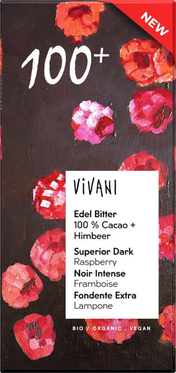 Produktfoto zu Schokolade Edel Bitter 100% Cacao + Himbeer