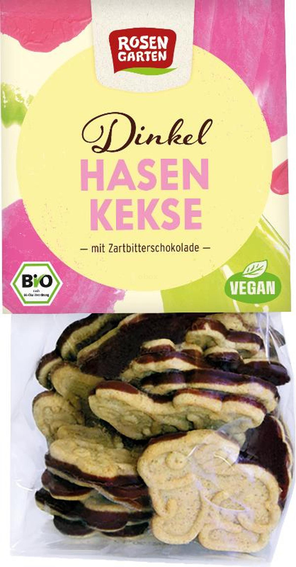 Produktfoto zu Dinkel-Hasen-Kekse Zartbitter-Schokolade 125g
