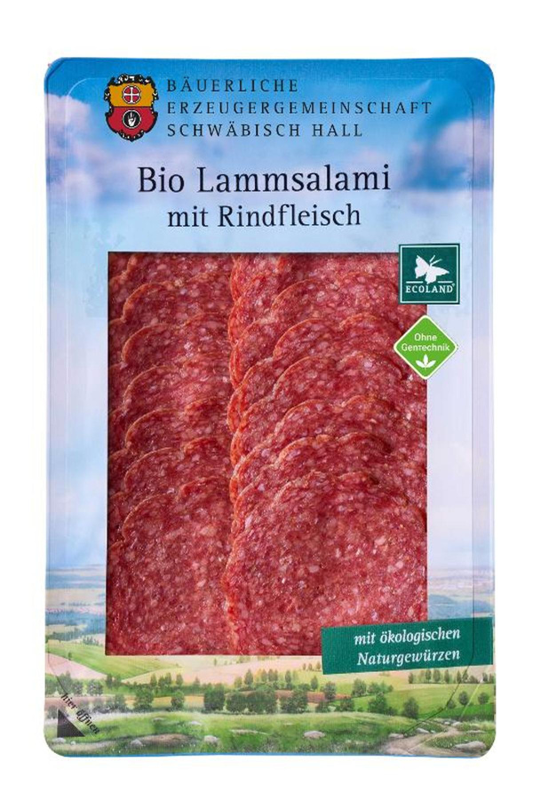 Produktfoto zu Lammsalami mit Rindfleisch, geschnitten