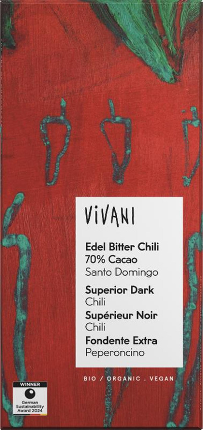 Produktfoto zu Schokolade Edel Bitter Chili - Santo Domingo, 70%