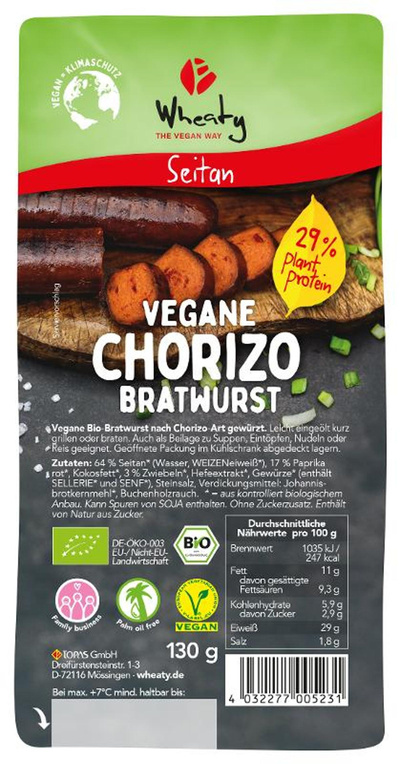 Produktfoto zu Wheaty Vegane Chorizo Bratwurst