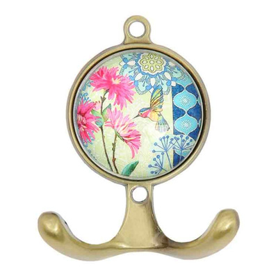 Produktfoto zu Doppelhaken Vogel rosa Blume