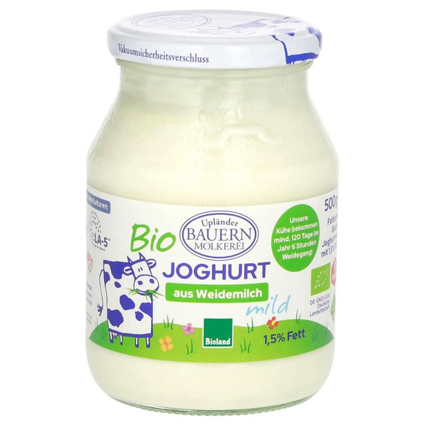 Produktfoto zu Naturjoghurt mild 1,5% (Glas)