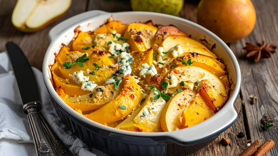 Rezeptbild für Butternut-Birnen-Gratin