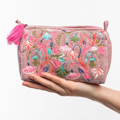Produktfoto zu Kosmetiktasche Samt Meadow rosa