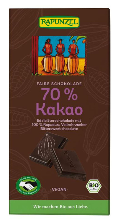 Produktfoto zu Edelbitter Schokolade 70% Kakao (Rapadura) HIH