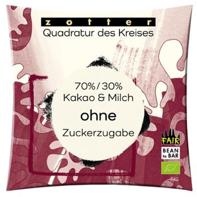 Produktfoto zu Quadratur des Kreises - 70%_30% Milchschoko ohne Zucker