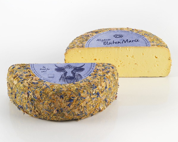 Halber und Viertel Käselaib vom Waldmeister-Käse Vallee Verte