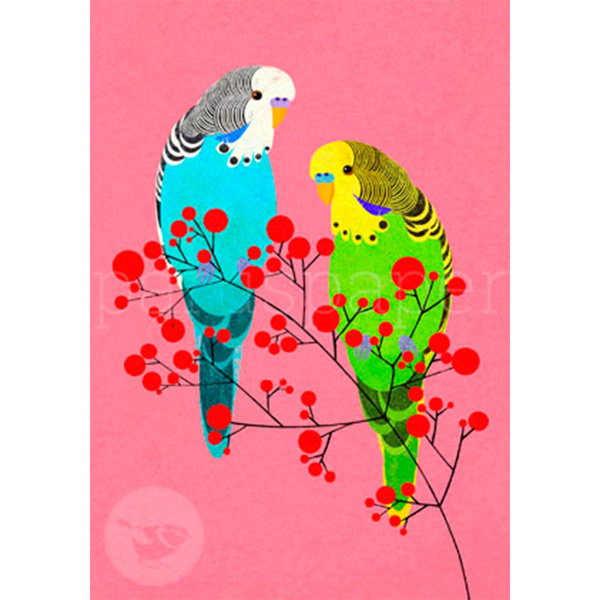 Produktfoto zu Postkarte Wellensittiche