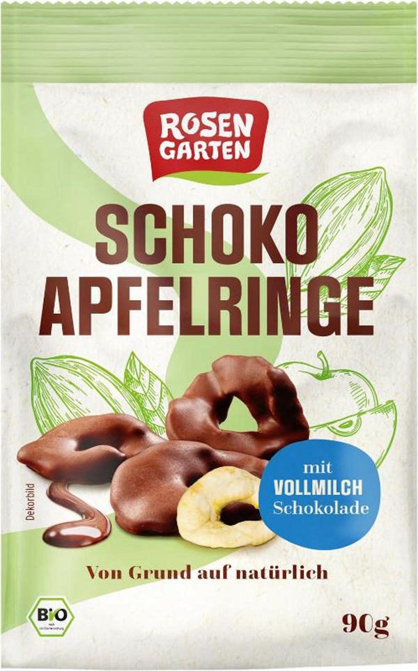 Produktfoto zu Schoko-Apfelringe Snack, mit Vollmilch-Schokolade
