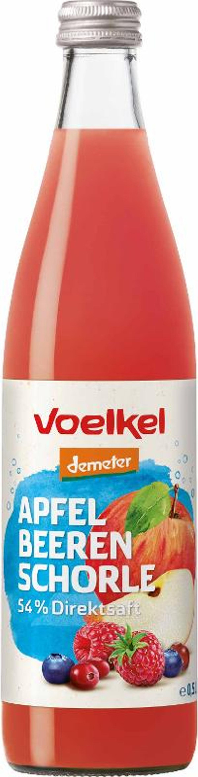Produktfoto zu Apfel Waldbeeren Schorle, 58% Direktsaft, vegan