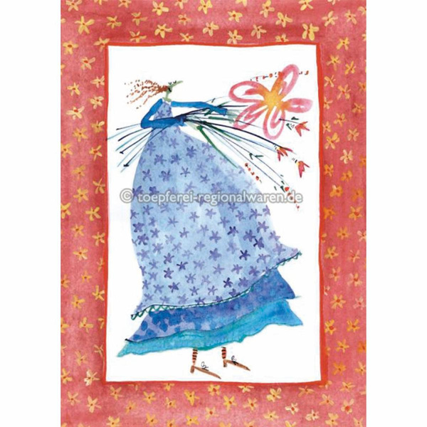 Produktfoto zu Postkarte 14 Frau mit Blumenstrauß