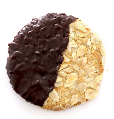 Produktfoto zu Mandelscheibe mit Schokolade, vegan und glutenfrei